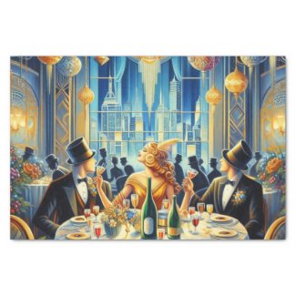 Vintage New Years Eve Art Deco Lady Tissue Paper