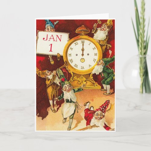 Vintage New Years Eve Holiday Card
