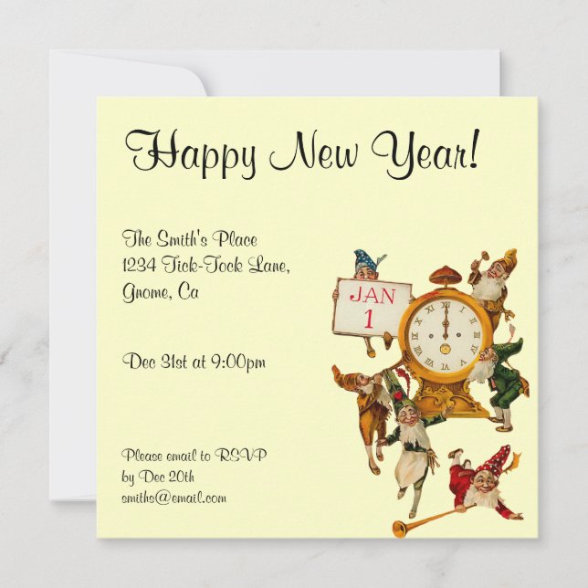 Vintage New Years Eve Invitation (Front)