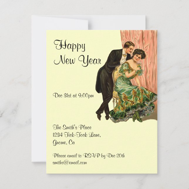 Vintage New Years Eve Invitation (Front)