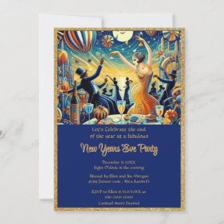 Vintage New Years Eve Party Time Invitation