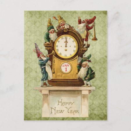 Vintage-new Years-gnames Holiday Postcard