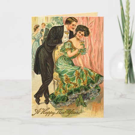 Vintage New Year's Greetings Holiday Card