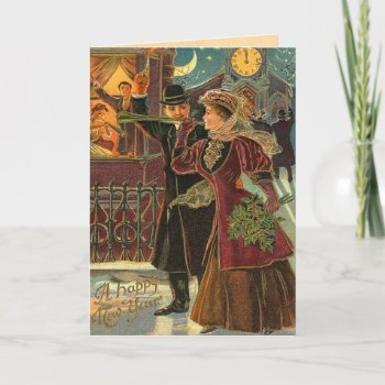 Vintage New Year's Greetings Holiday Card by xmasstore at Zazzle