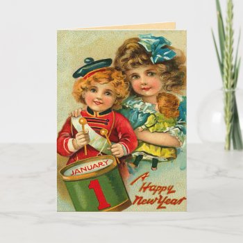 Vintage New Year's Greetings Holiday Card by xmasstore at Zazzle