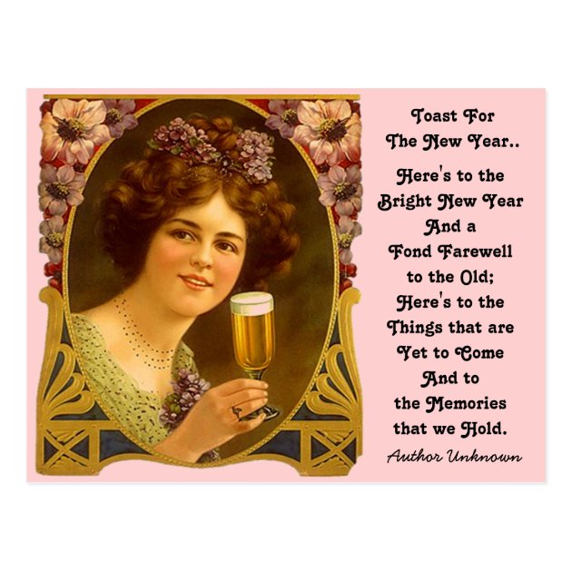 Vintage New Year's Toast Champagne Girl Postcards