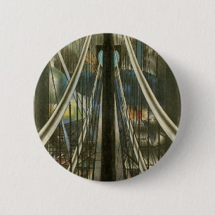 Vintage New York Architecture, Brooklyn Bridge Button