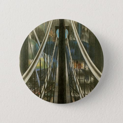 Vintage New York Architecture Brooklyn Bridge Button