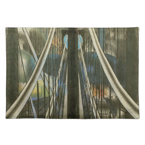 Vintage New York Architecture Brooklyn Bridge Cloth Placemat