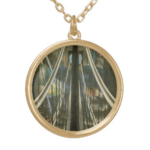 Vintage New York Architecture, Brooklyn Bridge Gold Plated Necklace