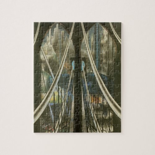 Vintage New York Architecture Brooklyn Bridge Jigsaw Puzzle