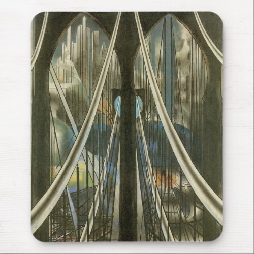 Vintage New York Architecture Brooklyn Bridge Mouse Pad