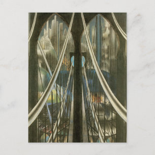 Vintage New York Architecture, Brooklyn Bridge Postcard