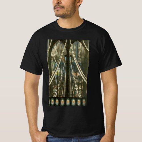 Vintage New York Architecture Brooklyn Bridge T_Shirt