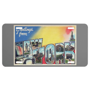 Vintage New York Big Letters Postcard Art License Plate