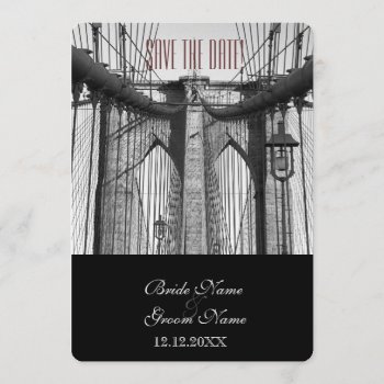 Vintage New York Brooklyn Bridge Save The Date by justbecauseiloveyou at Zazzle