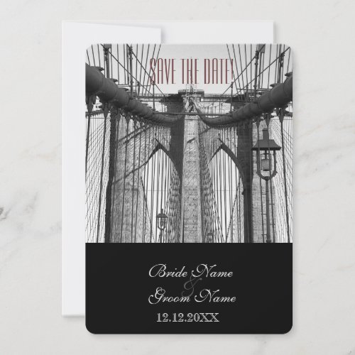 Vintage New York Brooklyn Bridge Save The Date