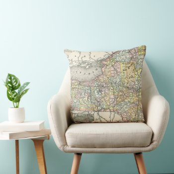 Vintage New York Cities & Roads Colorful Map Throw Pillow by camcguire at Zazzle