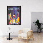 Vintage New York City America Poster Canvas Print<br><div class="desc">A very beautiful vintage travel poster advertising air travel in the 1900s. Check out our site for more Vintage Travel Posters.</div>