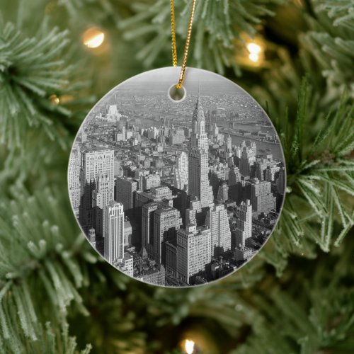 Vintage New York City Art Deco Skyscraper Ceramic Ornament