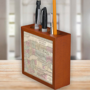 Vintage New York City Brooklyn Map Desk Organizer