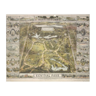 Vintage New York City Central Park Map, 1863 Acrylic Print