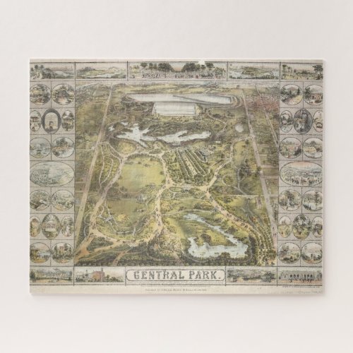 Vintage New York City Central Park Map 1863 Jigsaw Puzzle