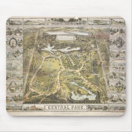 Vintage New York City Central Park Map 1863 Mouse Pad