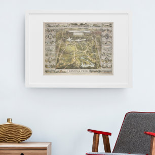 Vintage New York City Central Park Map, 1863 Poster