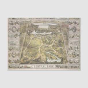 Vintage New York City Central Park Map Decoupage Tissue Paper