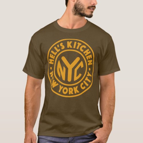 Vintage New York City Circle Hells Kitchen Gold T_Shirt