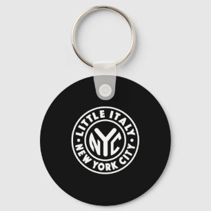 Vintage New York City Circle Little Italy White  Keychain