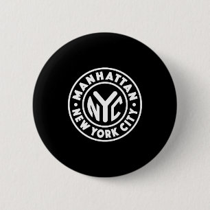 Vintage New York City Circle Manhattan White Button