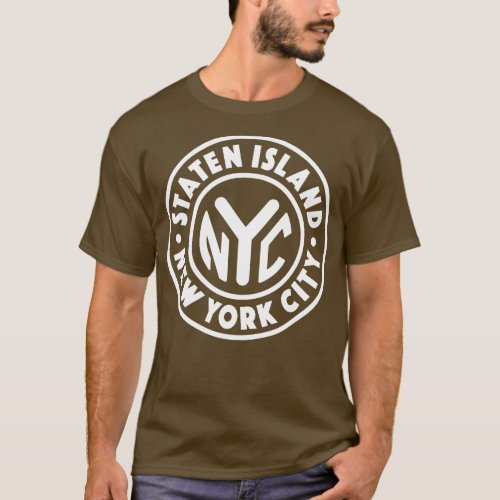 Vintage New York City Circle Staten Island White T_Shirt