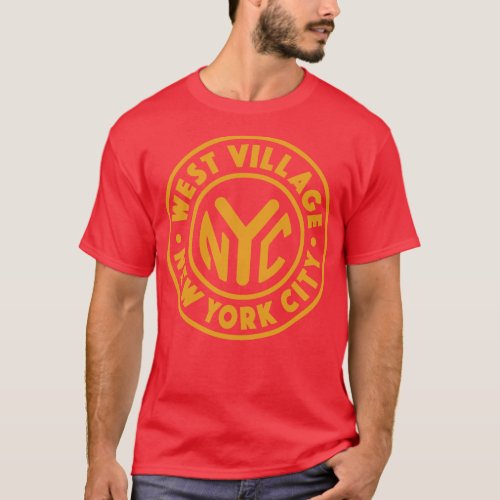 Vintage New York City Circle West Village Gold T_Shirt