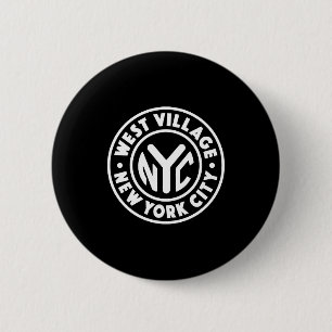 Vintage New York City Circle West Village White Button