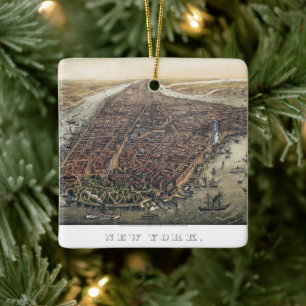 Vintage New York City, Manhattan, Brooklyn Bridge Ceramic Ornament
