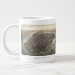Vintage New York City, Manhattan, Brooklyn Bridge Large Coffee Mug