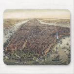 Vintage New York City, Manhattan, Brooklyn Bridge Mouse Pad