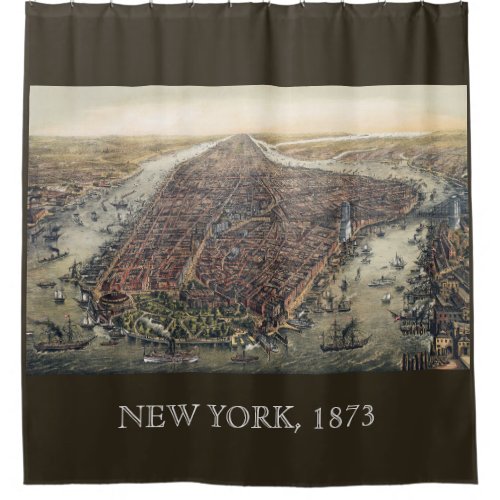 Vintage New York City Manhattan Brooklyn Bridge Shower Curtain