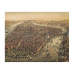 Vintage New York City, Manhattan, Brooklyn Bridge Wood Wall Decor