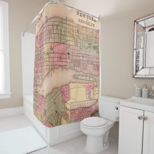 Vintage New York City Map Shower Curtain