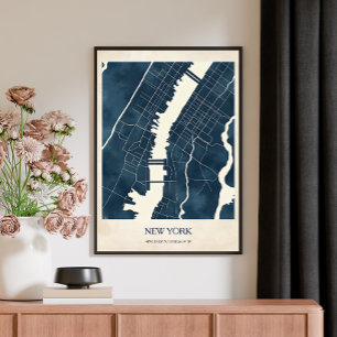Vintage New York City Map Travel Poster