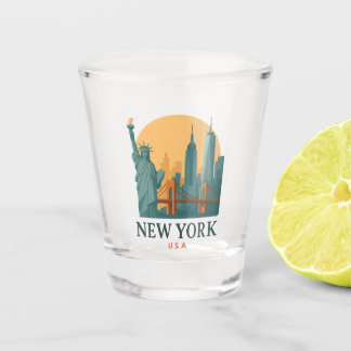 Vintage New York City Minimalist Travel Gift Shot Glass