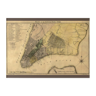 Vintage New York City Plan, 1789, Restored Acrylic Print