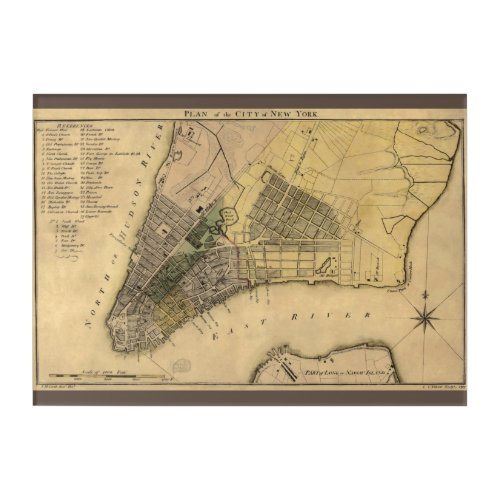 Vintage New York City Plan 1789 Restored Acrylic Print