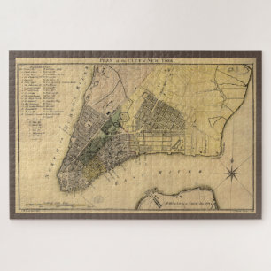 Vintage New York City Plan, 1789, Restored Jigsaw Puzzle