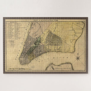 Vintage New York City Plan, 1789, Restored Jigsaw Puzzle