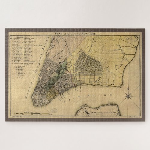 Vintage New York City Plan 1789 Restored Jigsaw Puzzle