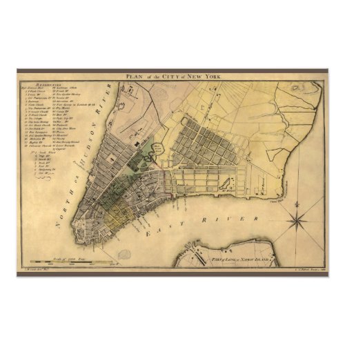 Vintage New York City Plan 1789 Restored Photo Print